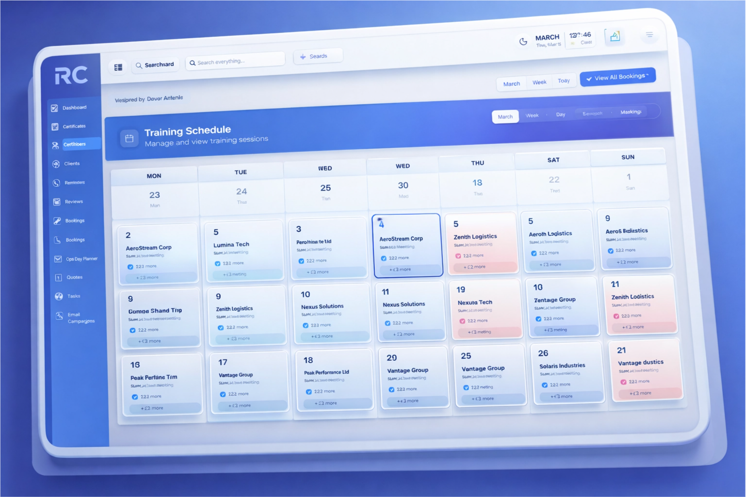 Training Schedule & Dashboard